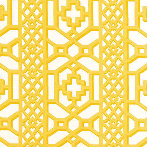 Zanzibar Trellis Chintz Canary 175730 by Schumacher Fabric