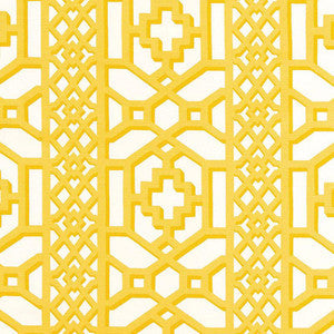 Zanzibar Trellis Chintz Canary 175730 by Schumacher Fabric