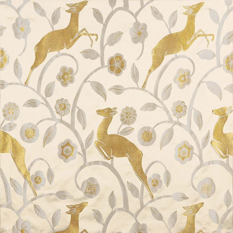 Les Gazelles Au Bois Ecru 68911 by Schumacher Fabric 125Th Anniversary 25.62" - Fabric Carolina -