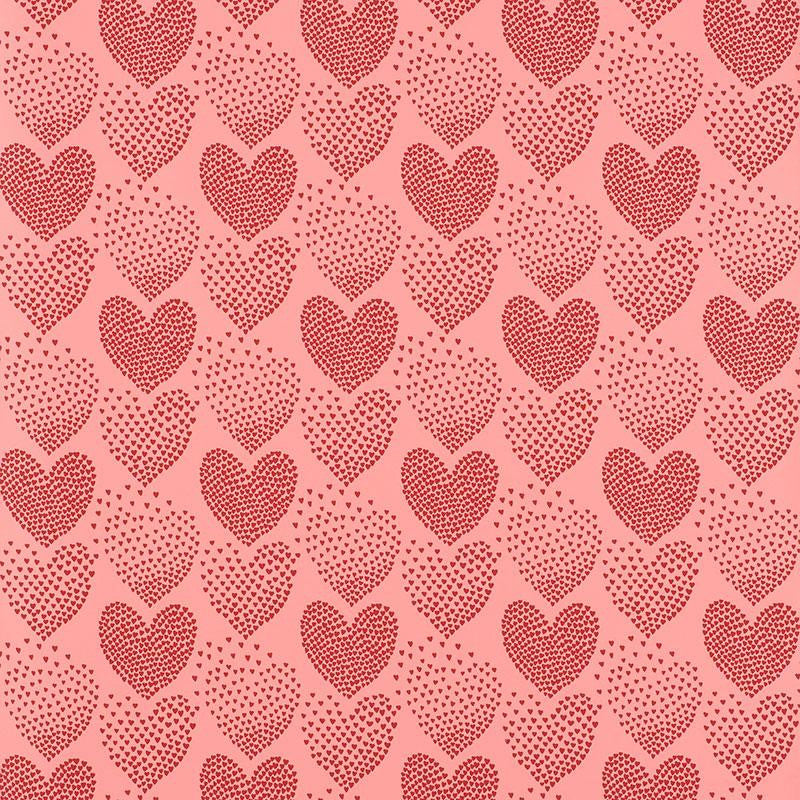 Heart Of Hearts Red & Pink 5008361 by Schumacher Designer Wallpaper Heart Of Hearts 6.75" - Swanky Fabrics -