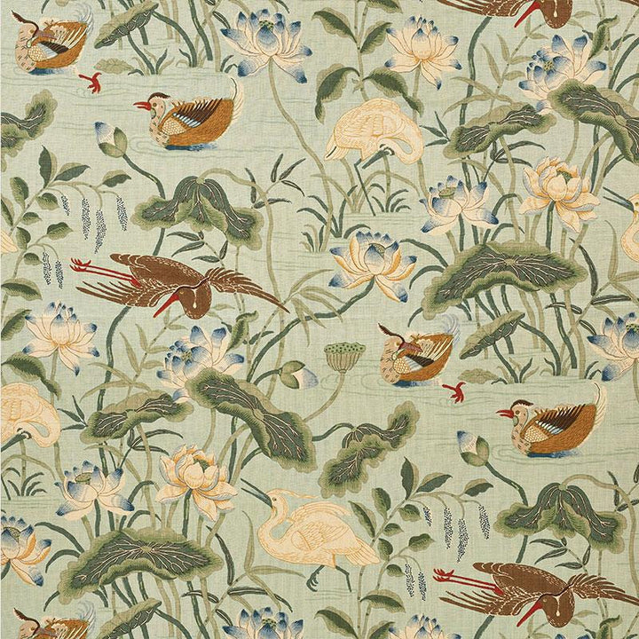 Lotus Garden Aqua 172938 by Schumacher Fabric Schumacher Classics 27.0" - Fabric Carolina -