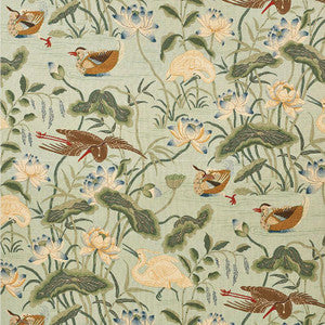 Lotus Garden Aqua 172938 by Schumacher Fabric