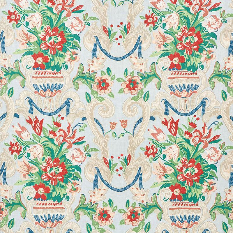 Aylesbury Vase Aqua 173844 by Schumacher Designer Fabric Classic Prints 27.0" - Swanky Fabrics -