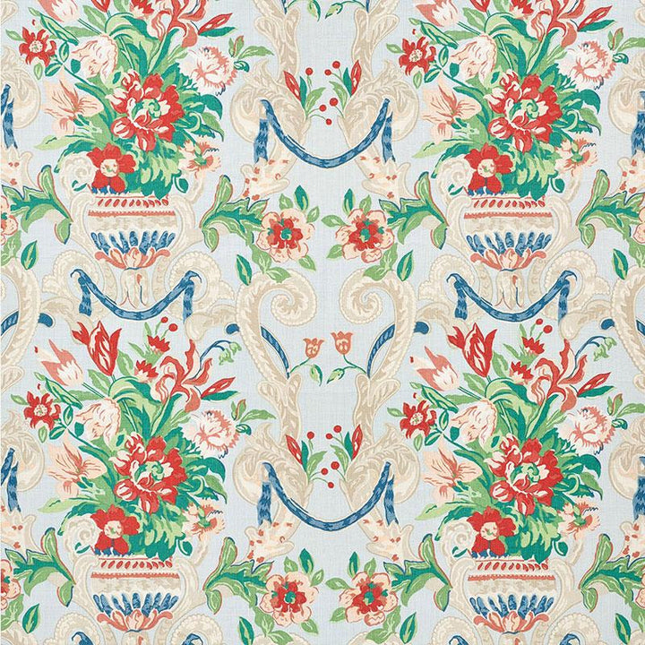 Aylesbury Vase Aqua 173844 by Schumacher Fabric Classic Prints 27.0" - Fabric Carolina -