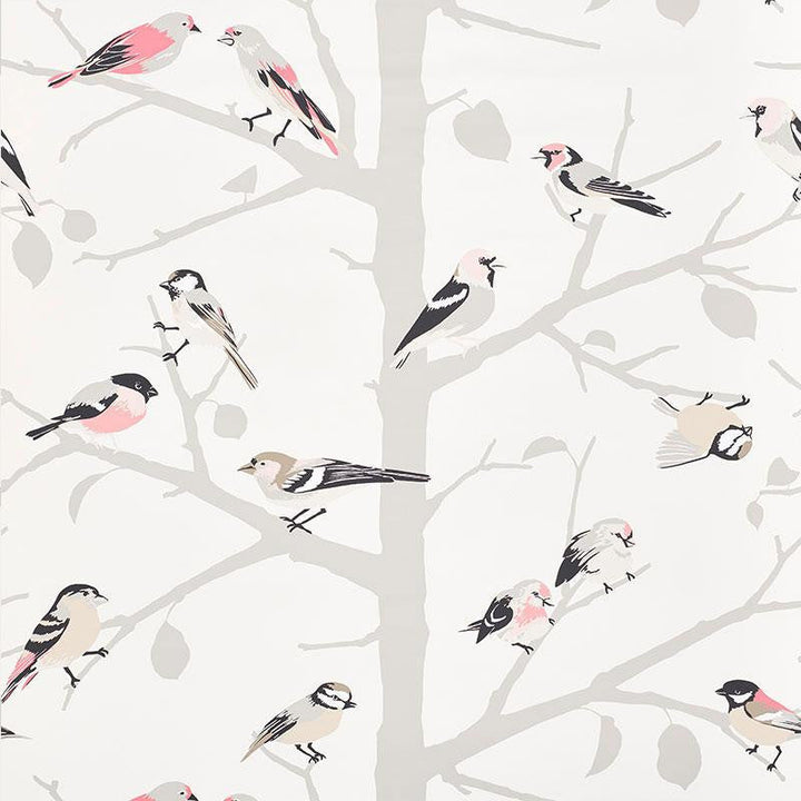 A-Twitter Blush 5005032 by Schumacher Designer Wallpaper Modern Nature 27.0" - Swanky Fabrics -