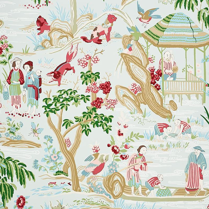 Yangtze River Aqua 5009091 by Schumacher Wallpaper Signature Schumacher 27.0" - Fabric Carolina -