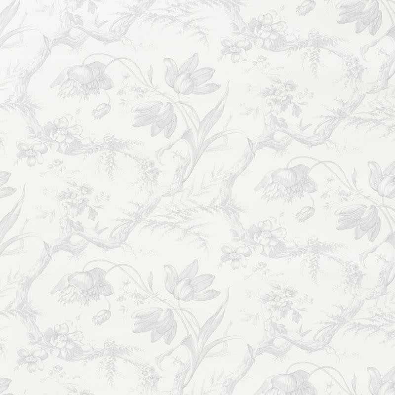 Toile De Fleurs Grisaille 5009120 by Schumacher Designer Wallpaper Signature Schumacher 13.5" - Swanky Fabrics -