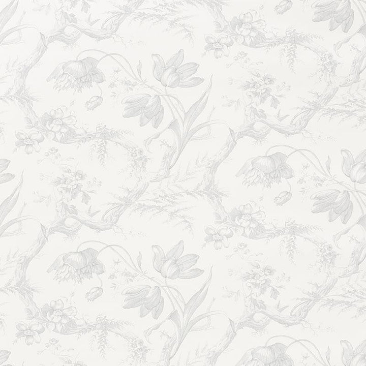 Toile De Fleurs Grisaille 5009120 by Schumacher Designer Wallpaper Signature Schumacher 13.5" - Swanky Fabrics -