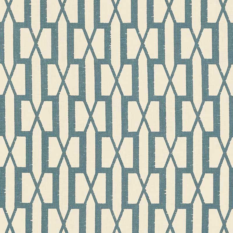 Belvedere Peacock Blue 176115 by Schumacher Designer Fabric Veere Grenney 2.88" - Swanky Fabrics -