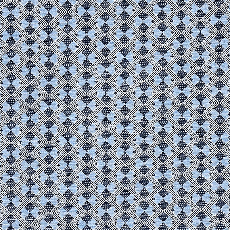 Huxley Tile Blue 69872 by Schumacher Fabric Essentials: Small Scale Upholstery Fabrics 1.62" - Fabric Carolina -