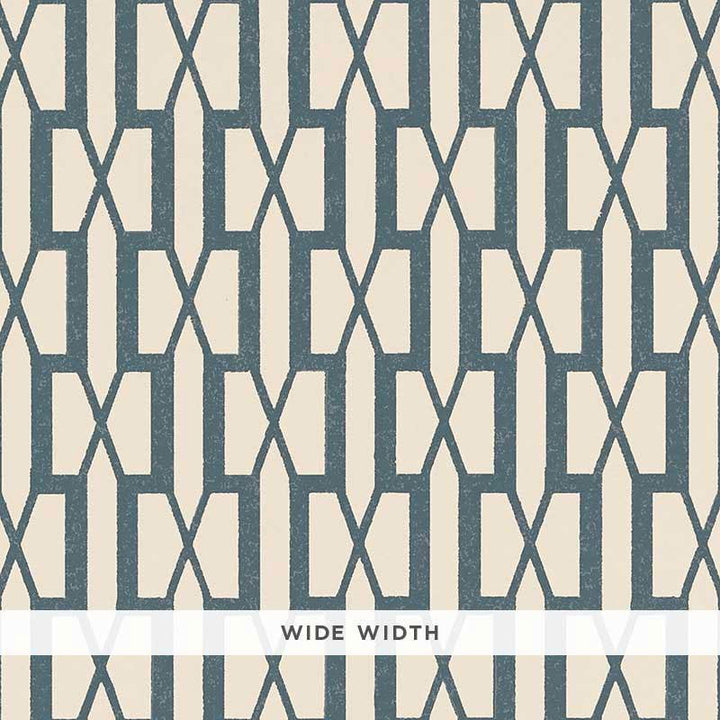 Belvedere Peacock Blue 5007995 by Schumacher Wallpaper Veere Grenney 3.0" - Fabric Carolina -