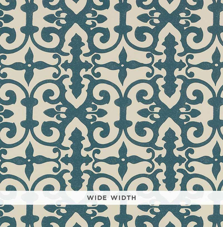 Ferne Park Peacock Blue 5008045 by Schumacher Wallpaper Veere Grenney 10.25" - Fabric Carolina -