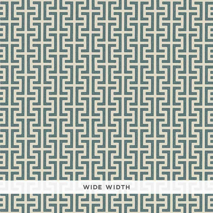 Temple Peacock Blue 5008055 by Schumacher Wallpaper Veere Grenney 4.5" - Fabric Carolina -
