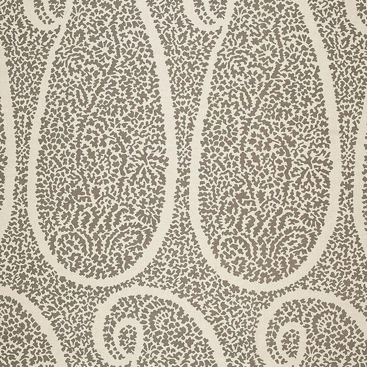 Ambala Paisley Greige 174640 by Schumacher Designer Fabric Au Naturel 6.75" - Swanky Fabrics -
