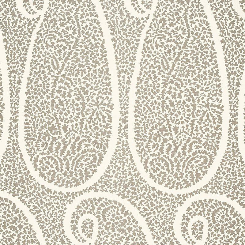 Ambala Paisley Oyster 174643 by Schumacher Designer Fabric Au Naturel 6.75" - Swanky Fabrics -