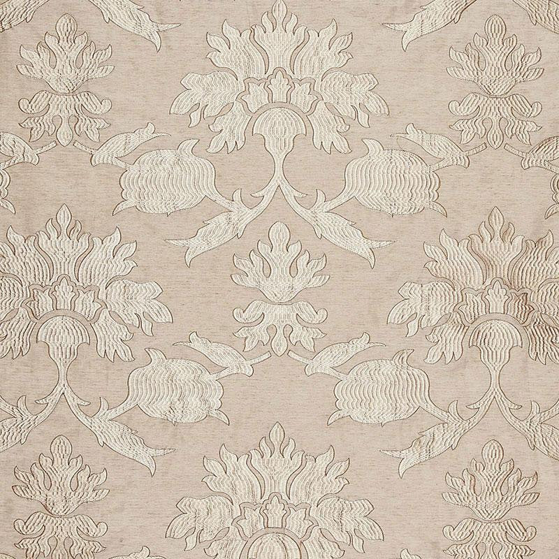 Roussillon Embroidery Greige 65290 by Schumacher Fabric Au Naturel 12.75" - Fabric Carolina -