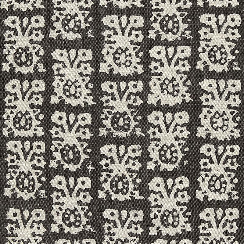 Jakarta Linen Print Graphite 174630 by Schumacher Fabric Au Naturel 26.5" - Fabric Carolina -