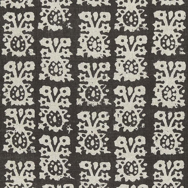 Jakarta Linen Print Graphite 174630 by Schumacher Fabric Au Naturel 26.5" - Fabric Carolina -