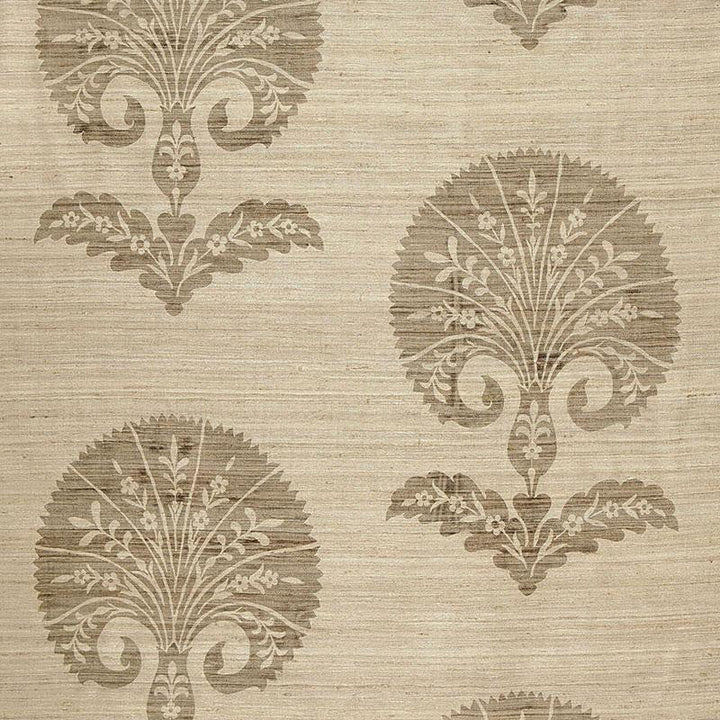 Ottoman Flower Putty 174650 by Schumacher Designer Fabric Au Naturel 13.25" - Swanky Fabrics -