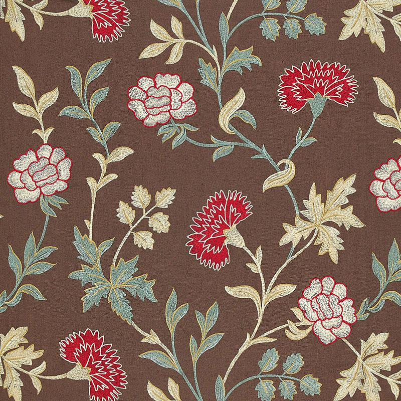 Sheridan Embroidery Crimson 65660 by Schumacher Designer Fabric Chroma 25.0" - Swanky Fabrics -