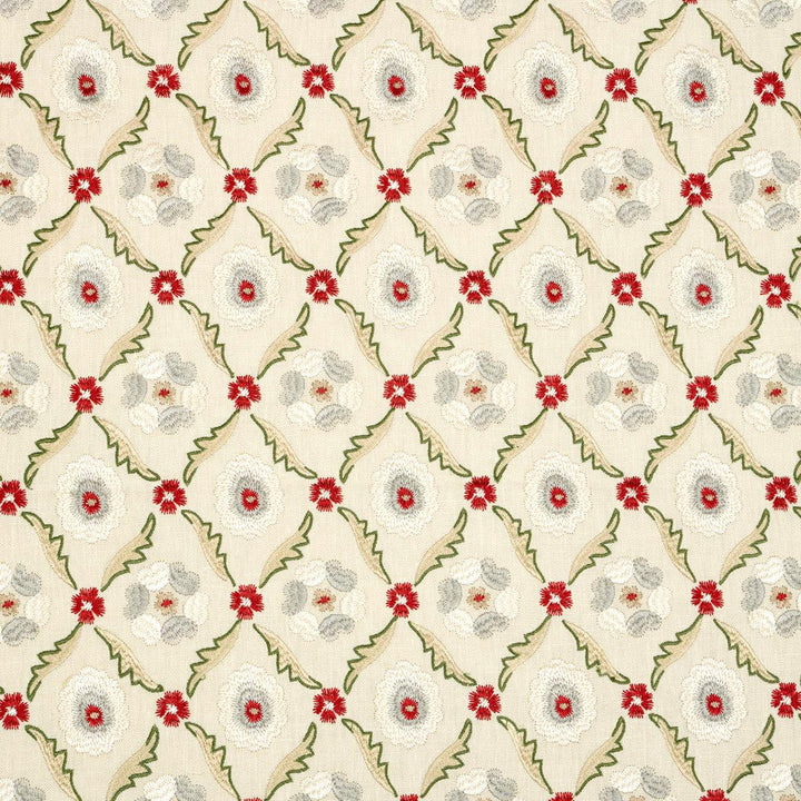 Claremont Embroidery Crimson 65740 by Schumacher Designer Fabric Chroma 4.75" - Swanky Fabrics -