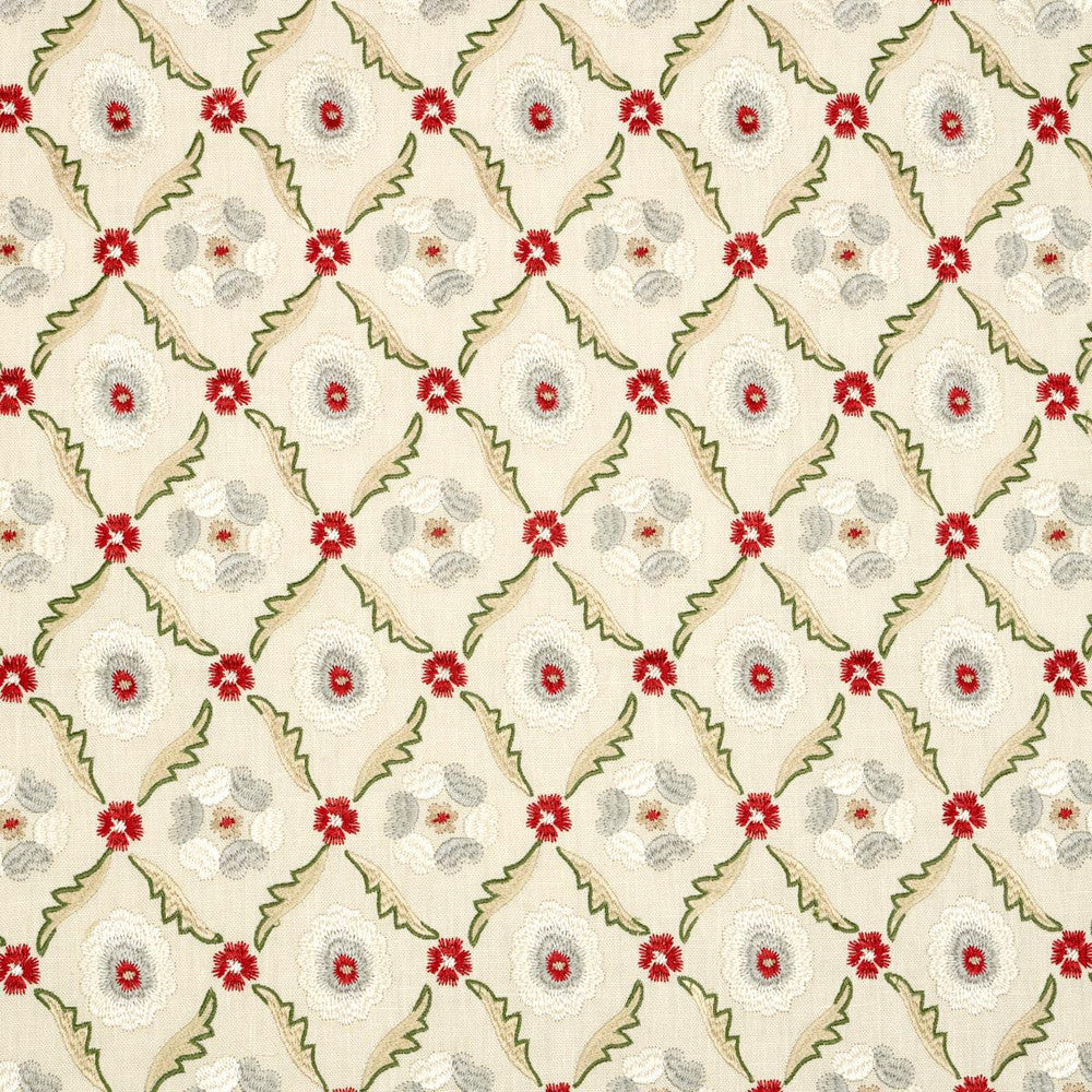 Claremont Embroidery Crimson 65740 by Schumacher Fabric Chroma 4.75" - Fabric Carolina -