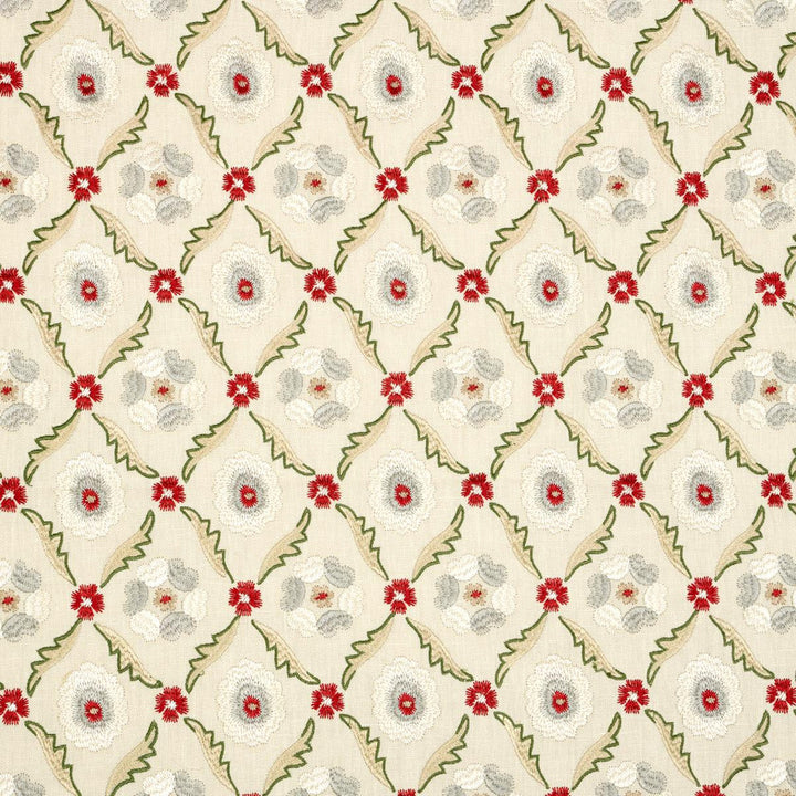 Claremont Embroidery Crimson 65740 by Schumacher Fabric Chroma 4.75" - Fabric Carolina -