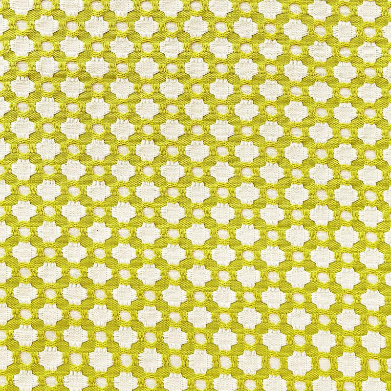 Betwixt Chartreuse / Ivory 65680 by Schumacher Designer Fabric Essentials: Small-Scale Upholstery 1.62" - Swanky Fabrics -