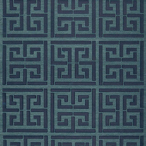 Greek Key Sisal Peacock 5005691 by Schumacher Wallpaper