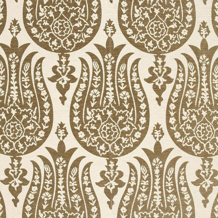 Izmir Chenille Mocha 65860 by Schumacher Designer Fabric Chroma 6.75" - Swanky Fabrics -