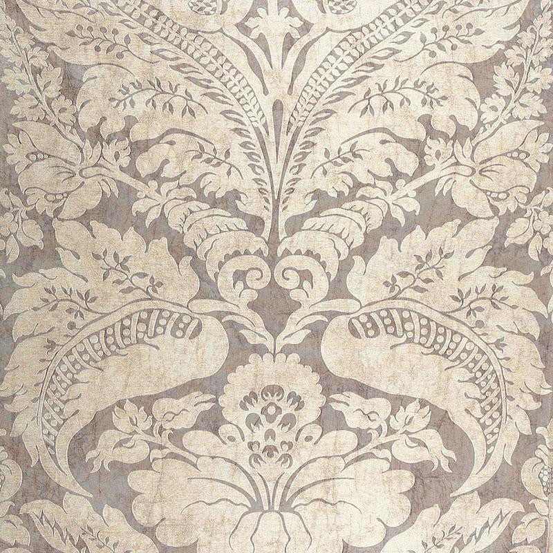 Cordwain Damask Amethyst 65871 by Schumacher Designer Fabric Chroma 27.5" - Swanky Fabrics -