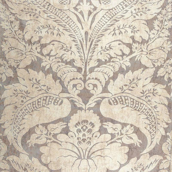 Cordwain Damask Amethyst 65871 by Schumacher Designer Fabric Chroma 27.5" - Swanky Fabrics -