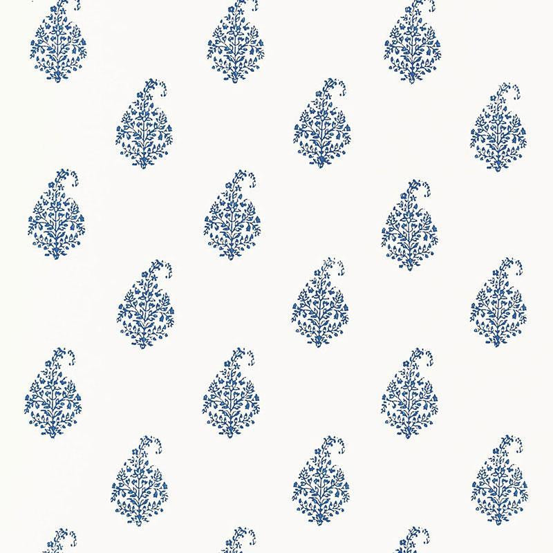Kerala Paisley Delft 5005281 by Schumacher Wallpaper Jaipur - Fabric Carolina -