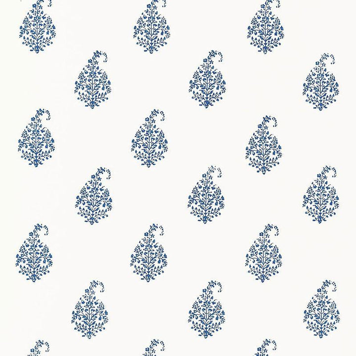 Kerala Paisley Delft 5005281 by Schumacher Wallpaper Jaipur - Fabric Carolina -