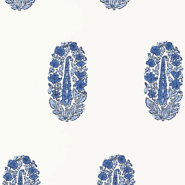 Askandra Flower Delft 5005311 by Schumacher Designer Wallpaper Jaipur - Swanky Fabrics -