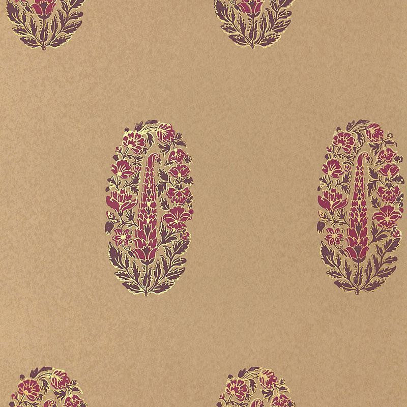 Askandra Flower Aubergine & Cerise 5005313 by Schumacher Wallpaper Jaipur - Fabric Carolina -