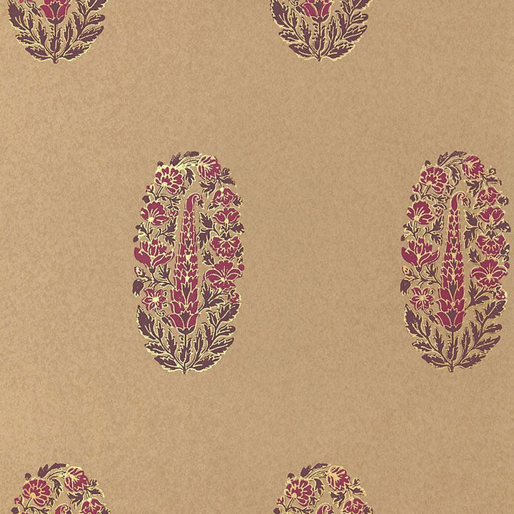 Askandra Flower Aubergine & Cerise 5005313 by Schumacher Wallpaper Jaipur - Fabric Carolina -