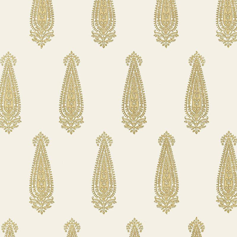 Katara Paisley Straw 5005332 by Schumacher Designer Wallpaper Jaipur - Swanky Fabrics -