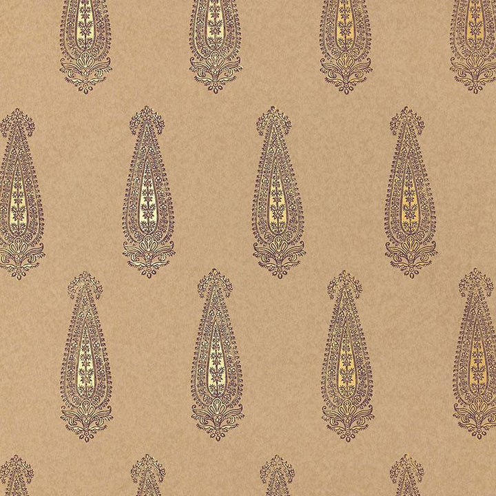 Katara Paisley Aubergine & Gilt 5005333 by Schumacher Wallpaper Jaipur - Fabric Carolina -