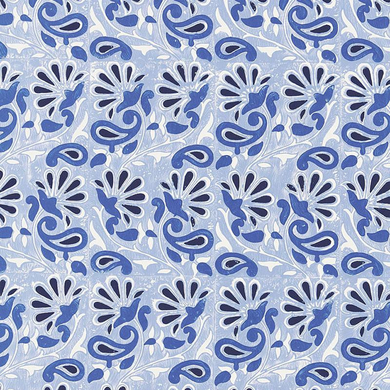Rampura Delft 5005341 by Schumacher Designer Wallpaper Jaipur - Swanky Fabrics -