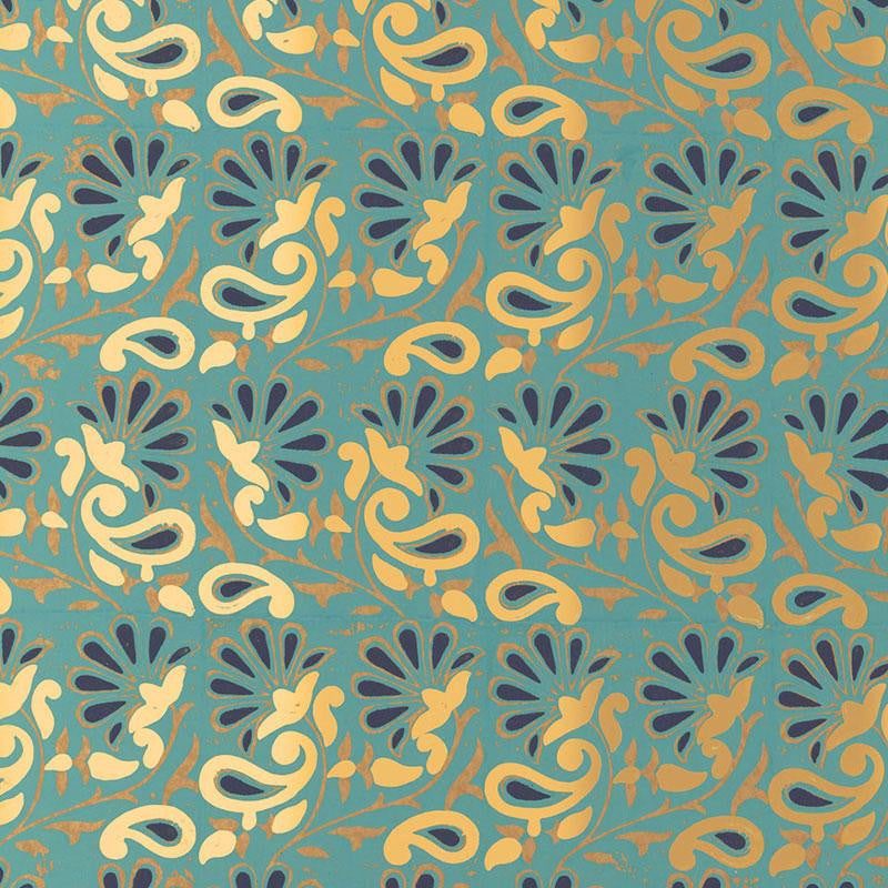 Rampura Turquoise 5005343 by Schumacher Wallpaper Jaipur - Fabric Carolina -