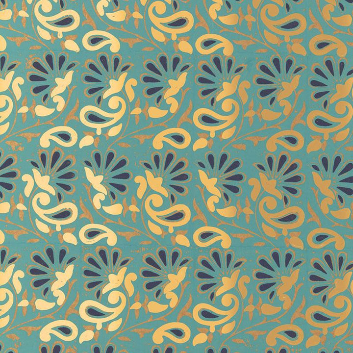 Rampura Turquoise 5005343 by Schumacher Wallpaper Jaipur - Fabric Carolina -