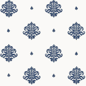 Mayla Damask Navy 5005351 by Schumacher Wallpaper