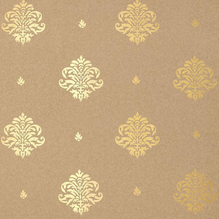 Mayla Damask Gilt 5005354 by Schumacher Wallpaper Jaipur / Hand Block Prints - Fabric Carolina -