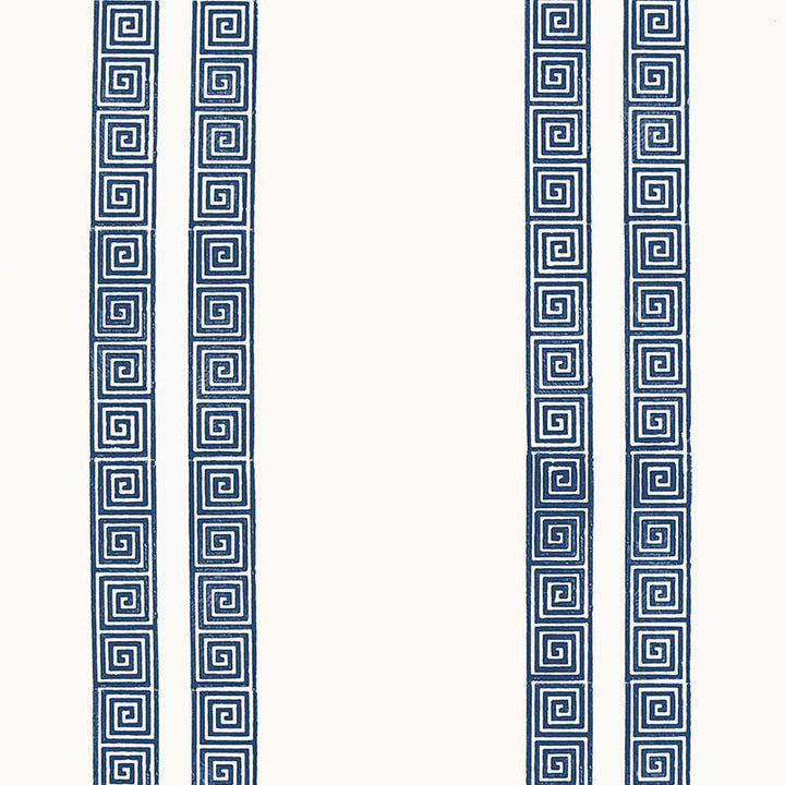 Greek Key Stripe Navy 5005361 by Schumacher Wallpaper Jaipur 13.5" - Fabric Carolina -
