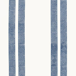 Greek Key Stripe Navy 5005361 by Schumacher Wallpaper