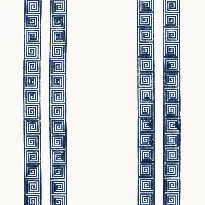 Greek Key Stripe Navy 5005361 by Schumacher Designer Wallpaper Jaipur 13.5" - Swanky Fabrics -