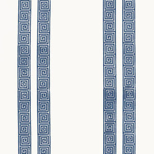 Greek Key Stripe Navy 5005361 by Schumacher Wallpaper