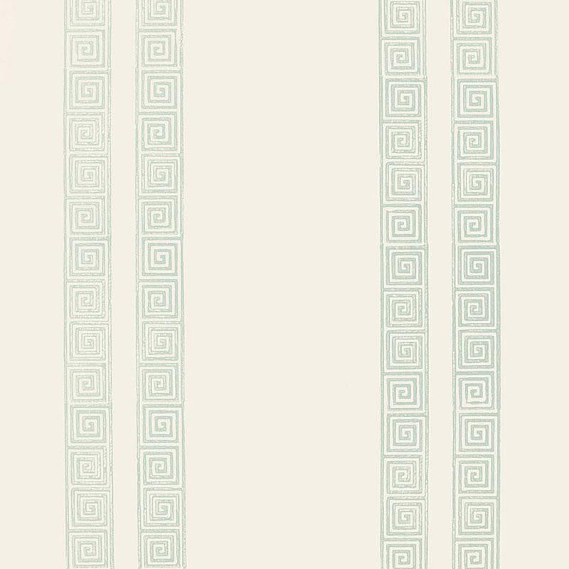 Greek Key Stripe Water Blue 5005362 by Schumacher Wallpaper Jaipur - Fabric Carolina -