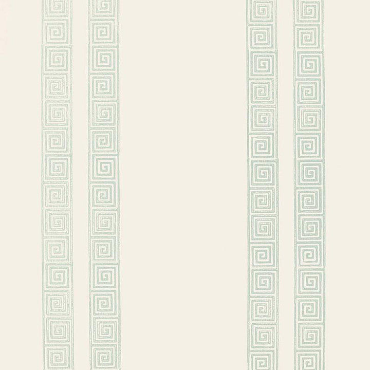 Greek Key Stripe Water Blue 5005362 by Schumacher Wallpaper Jaipur - Fabric Carolina -